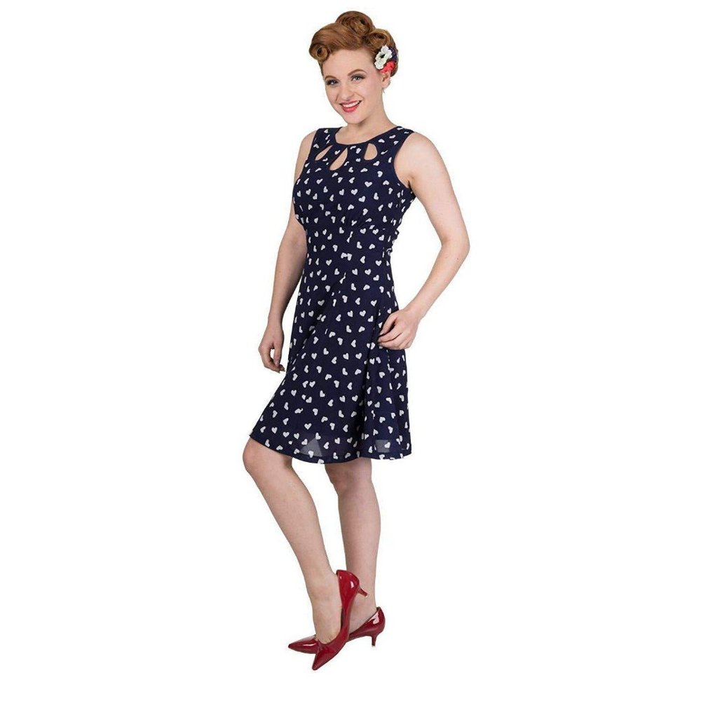 Banned Keyhole Tell the Story Dress in Navy - Picture 2 of 5